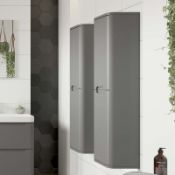 New (J20) Lambra 350mm 2 Door Wall Hung Tall Unit - Matt Grey. Rrp £224.00.
