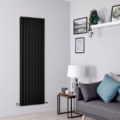 New 1600x360mm Black Double Flat Panel Vertical Radiator. RRP £499.99.Made with low carbon st...