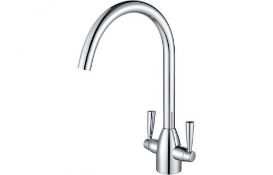 New (K55) Prima Chelsea Dual Lever Mixer Kitchen Tap Chrome. Product Height: 367mm Width: 123mm...