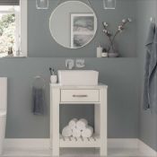 New (J19) Manhattan 600mm Floor Standing Vanity Unit Counter Top White Ash. Rrp £410.00. Comes...