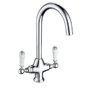 New (K54) Prima Dual Lever Belfast Kitchen Mixer - Bpr1053. A Classic Prima Tap In Chrome With ...