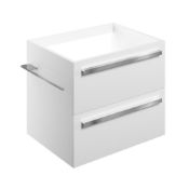 New (M28) Morina 600mm 2 Drawer Wall Hung Vanity Unit. RRP £495.00. White Gloss, Comes Complet