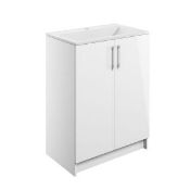 New (J25) Volta White Gloss Vanity Unit 600mm. RRP £425.00. The Design And Gloss White Shade O