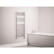 NEW (C161) CURVED TOWEL RADIATOR 1100 X 450MM CHROME 1037BTU. High quality chrome-plated steel