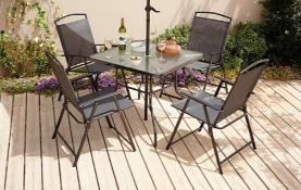 (R4I) 1x 5 Piece Garden Patio Set Black (No Parasol)