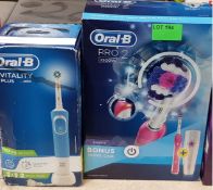 (R5J) 4 Items. Mixed Lot. 1x Philips Easyspeed Steam Iron, 1x Braun Oral B Pro 2 2500W Toothbrush