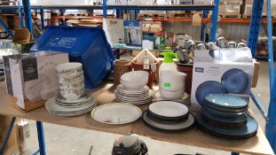 (R5A) Household. Approx 47 Mixed Dinner Sets To Inc Stoneware Reactive Glaze, 2 Tone Stoneware & Po
