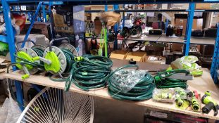 (R9J) Garden. Approx 9 Items. To Inc Garden Hose Reels, Loose Garden Hoses, Garden Hose Connectors