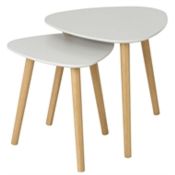(R6N) 2 Living Elements Items. 1x Teardrop 2PC Nest Tables Whiter/Oak & 1x Clever Cube Compact 2X