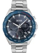 Hugo Boss Men's Intensity Silver Bracelet Chronograph Watch 1513665  This Boss Intensity Men's Watch