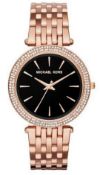Michael Kors MK3402 Darci Black & Rose Gold-Tone Stainless Steel Ladies Watch