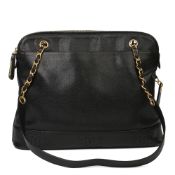 Chanel Black Lambskin Vintage Timeless Logo Trim Shoulder Bag