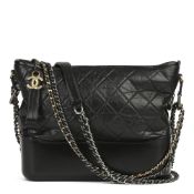 Chanel Black Quilted Aged Calfskin Leather Gabrielle Hobo Bag