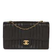 Chanel Black Vertical Quilted Lambskin Vintage Classic Single Flap Bag