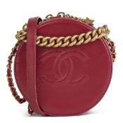 Chanel Raspberry Glazed Calfskin Leather Round as Earth Bag