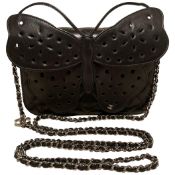 Chanel Black Leather Butterfly Mini Classic Flap Bag