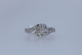 9k White Gold Diamond Cluster Ring