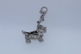 9k White Gold Diamond Set Scotty Dog Charm Pendant