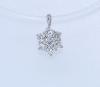 18k White Gold 7 Stone Diamond Cluster Pendant
