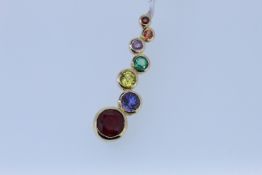 9ct Hallmark Multi-Gemstone Set Pendant
