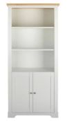 (R4H) 1x Diva Bookcase Ivory Finish With Oak Effect Top. (H180xW79xD39 cm) RRP £150