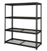 (R11J) 1x Pinnacle Heavy Duty Series 4 Tier Adjustable Shelf Matte Black. Keyhole System. Wire Shel