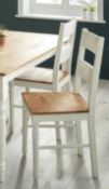 (R4D) 2x Laura Ladder Back Dining Chairs. Solid Oak Seat. White Painted Pine Wood Legs. (H95xW44xD5