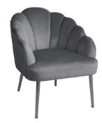 (R4H) 1x Sophia Occasional Chair Grey. Velvet Fabric Cover. Metal Legs. (H77xW64xD71 cm) RRP £99