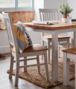 (R4E) 2x Henlow Dining Chairs. Solid Oak Topped Chairs. (H95xW43.5xD59cm)