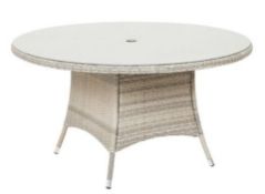 (R2K) 1x Hartington Florence Collection 6 Seater Round Dining Table. Powder Coated Aluminium Frame.