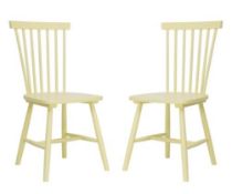 (R4H) 2x Laura Spindle Back Chairs Lemon. Solid Birch Wood Chairs (H89xW46xD46 cm) RRP £100