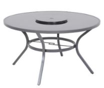 (R2M) 1x Misali Table With Lazy Susan. Powder Coated Aluminium Frame. Toughened Glass Table Top. (H