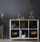 (R4C) 1x Living Elements Clever Cube 2x3 Cube Storage Unit With Legs Oak/White Matt Finish (W1109xH