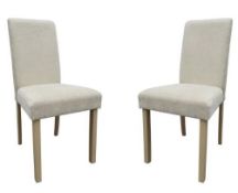 (R4F) 2x Diva Dining Chairs Ivory. Fabric Cover. Solid Rubberwood Legs. (H96xW445xD545mm)
