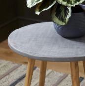 (R4C) 1x HHGL Limited Round Concrete Table (H55 x Dia 55cm). Concrete Top With Acacia Legs.