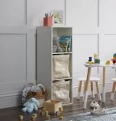 (R4C) 1x Living Elements Clever Cube 3x1 Cube Storage Unit With Legs Oak/White Matt Finish (W1109xH