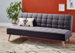 (R11B) 1x Click Clack Kelly Sofa Bed Grey. Fabric Cover With Beechwood Legs. (H80xW180xD85cm) RRP £