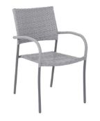 (R4F) 6x Bambrick Grey Rattan Effect Chairs. (Rattan Material Loose On Chair Arms)