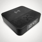 (R2C) Contents Of Box. Mixed Lot To Inc Wireless Alarm Clock Charger. 3 In 1 Credit Card Power Bank