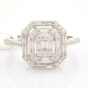 HRD Antwerp Certified 14K White Gold Diamond Necklace (Total 0.57 Ct. Stone) 14K White Gold Necklace