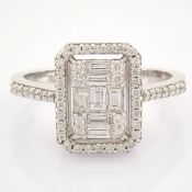 HRD Antwerp Certified 14K White Gold Diamond Ring (Total 0.48 Ct. Stone) 14K White Gold Ring