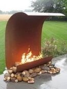 XXX-Tall ‘Wave’ Steel Fire Pit, Burner. Rectangular Wood Burner  AHL-CF23