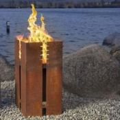 Tall Steel Tower Fire Pit Burner.  Cylinder  Wood Burner  AHL-CF04
