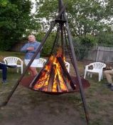 X-Tall Camp fire Suspended Steel Fire Pit, Burner. Camp fire style.  Wood Burner -  AHL-CF27
