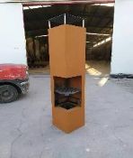 X-Tall Tower Steel Fire Pit, Burner.  Rectangular  Wood Burner  AHL-CF19