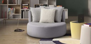 DIVA Luxury Designer Italian Swivel Chair in Light grey leather