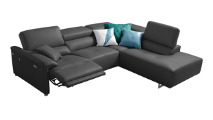 ‘BROOKLYN’ Corner Sofa - Power Recliner - Dark Grey Italian Leather Right Hand Chaise RRP £3999