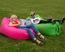 (R14A) 9 Items. 2x Lounger To Go 2.0, 2x Winning Rolling Laughing Llama. 2x Inflatable Sumo Suit (N