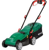 (R14F) 3 Qualcast Items. 2x 1400w Electric Lawnmower. 1x 38cm 36v Cordless Lawnmower (No Battery).