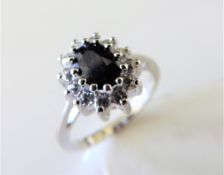 Sterling Silver Blue & White Sapphire Engagement/Dress Ring